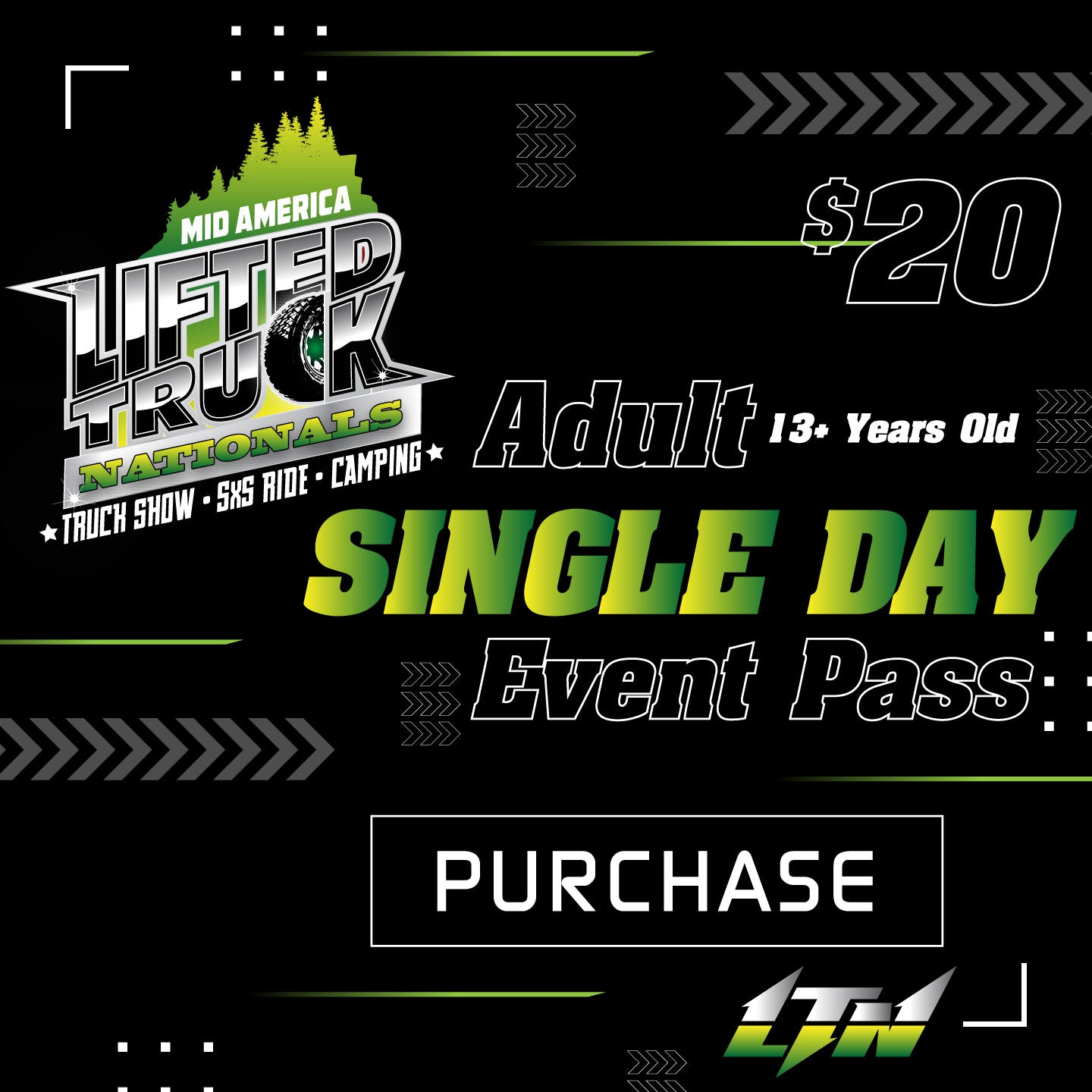 2024 Lifted Truck Nationals: Adult Spectator SINGLE DAY Pass: Sept 6th-8th